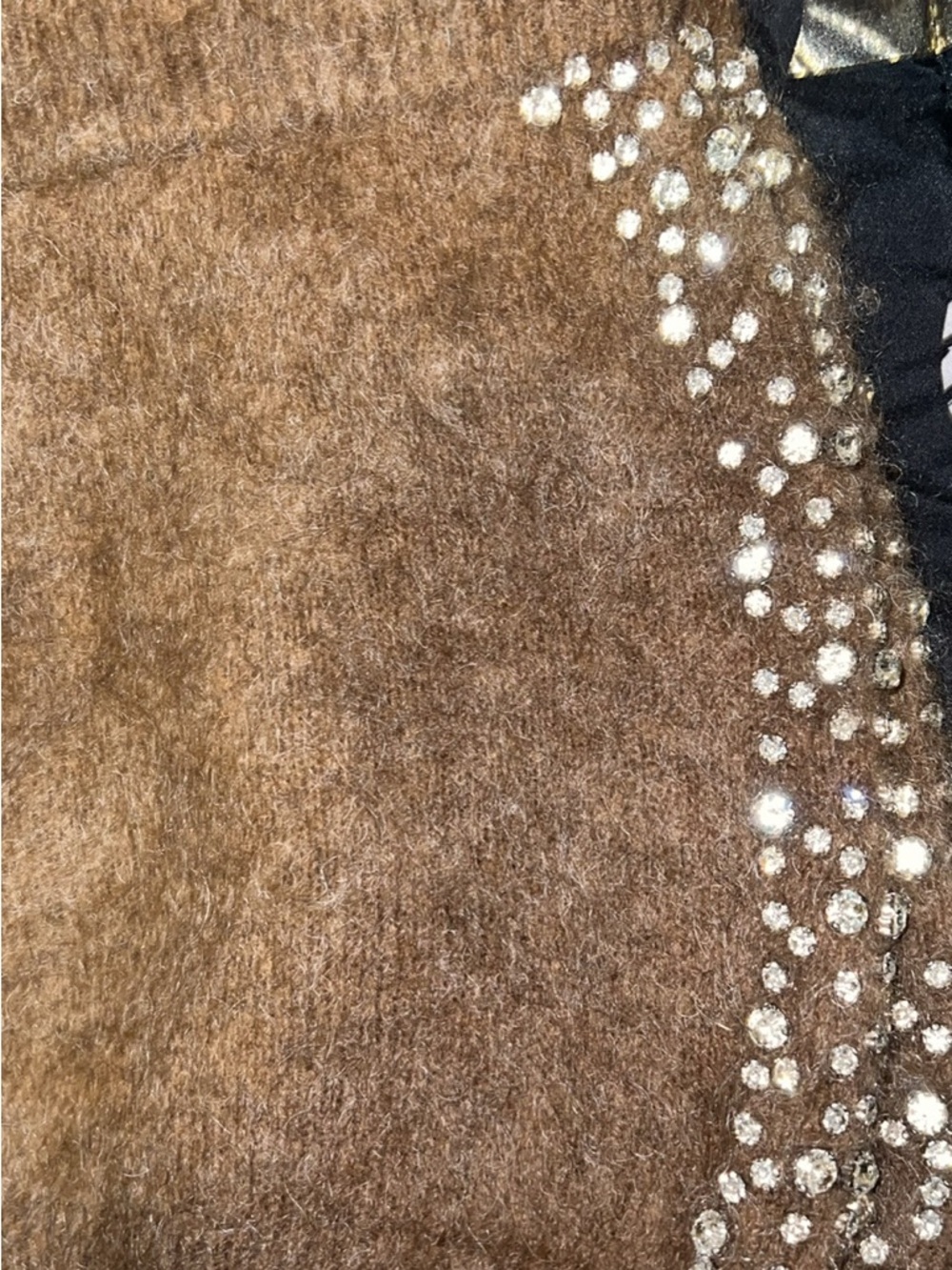 H&M Brown Fuzzy Shorts with Rhinestone Trim